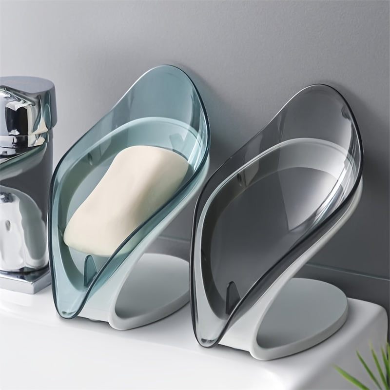1pc Leaf Shape Soap Box Bathroom Soap Holder Dish Storage Creative Bathroom Kitchen Non-slip Drain Soap Storage Case Container