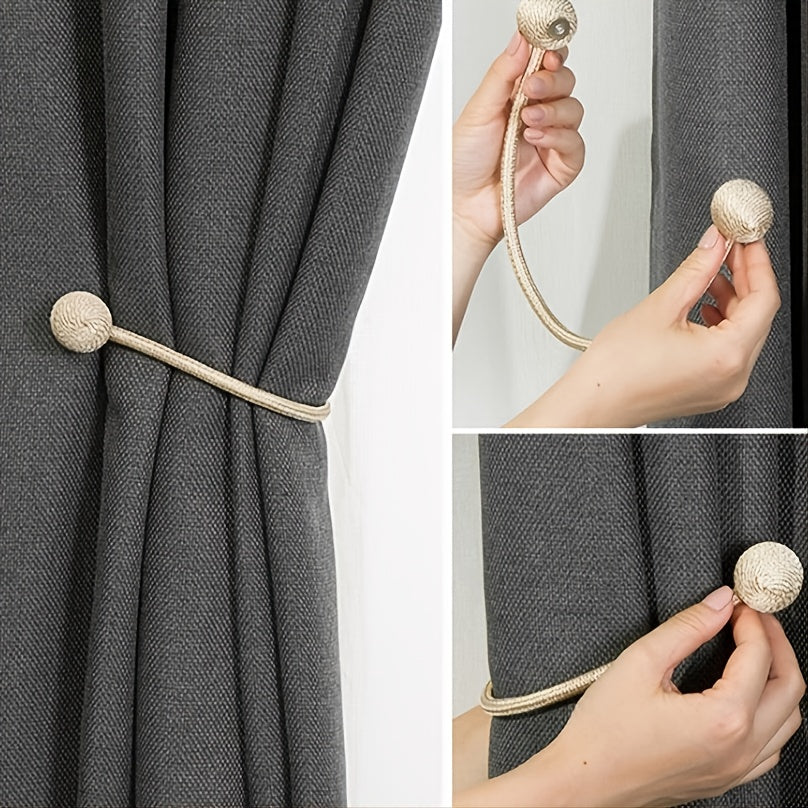 1pc Magnetic Curtain Tieback, Braided Rope Magnetic Buckle For Holding Curtains & Drapes, Simple & Elegant Home Decor