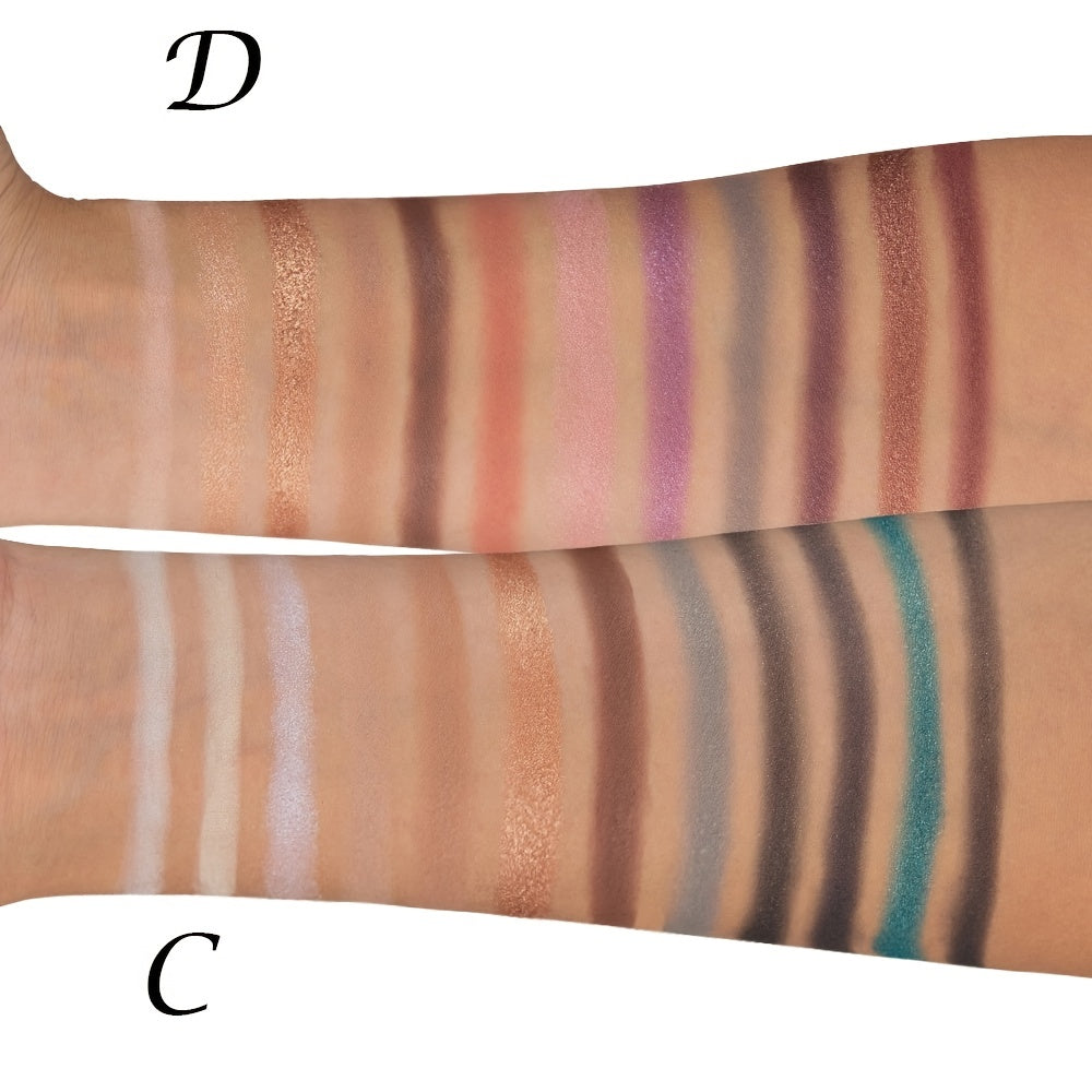 12-Color Eye Shadow Palette: Matte and Glittering Waterproof Formulas with Brush Included