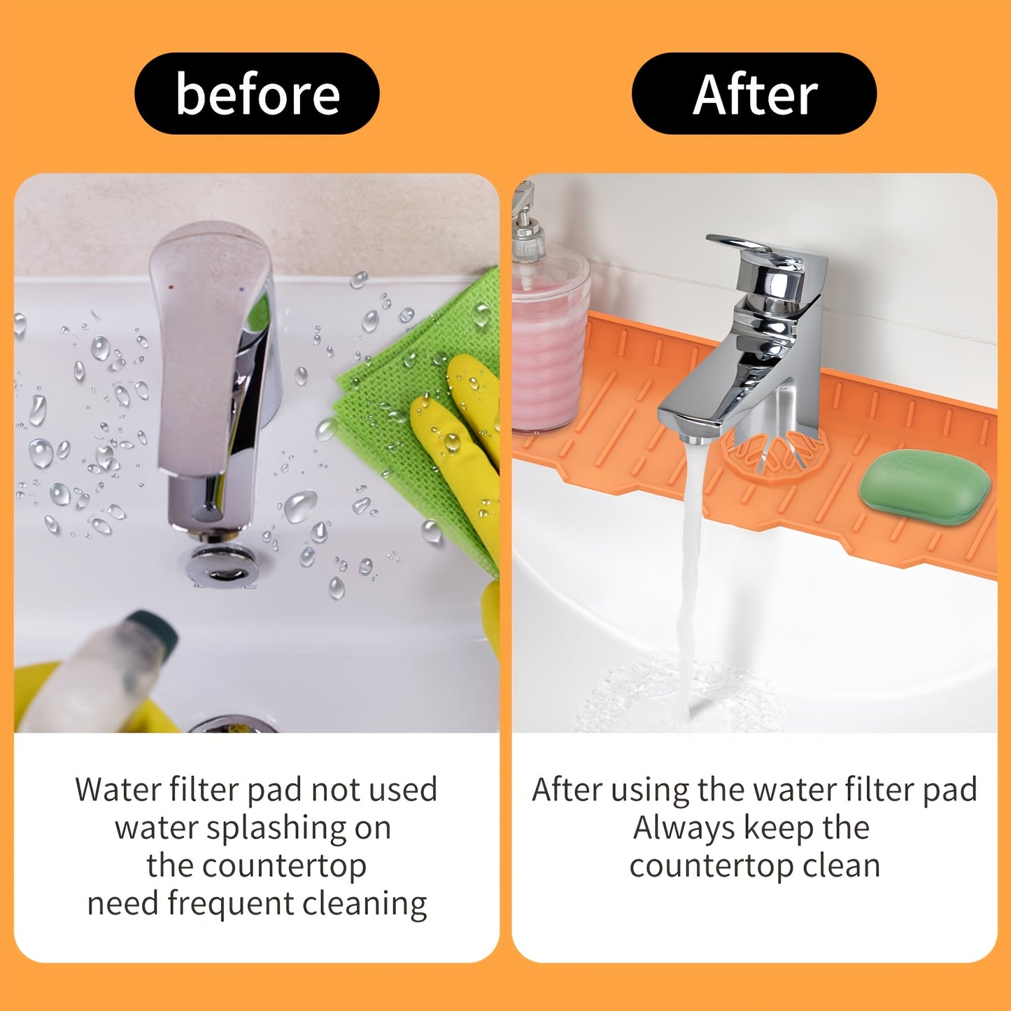 1pc Faucet Water Catcher Mat, Faucet Mat For Kitchen Sink