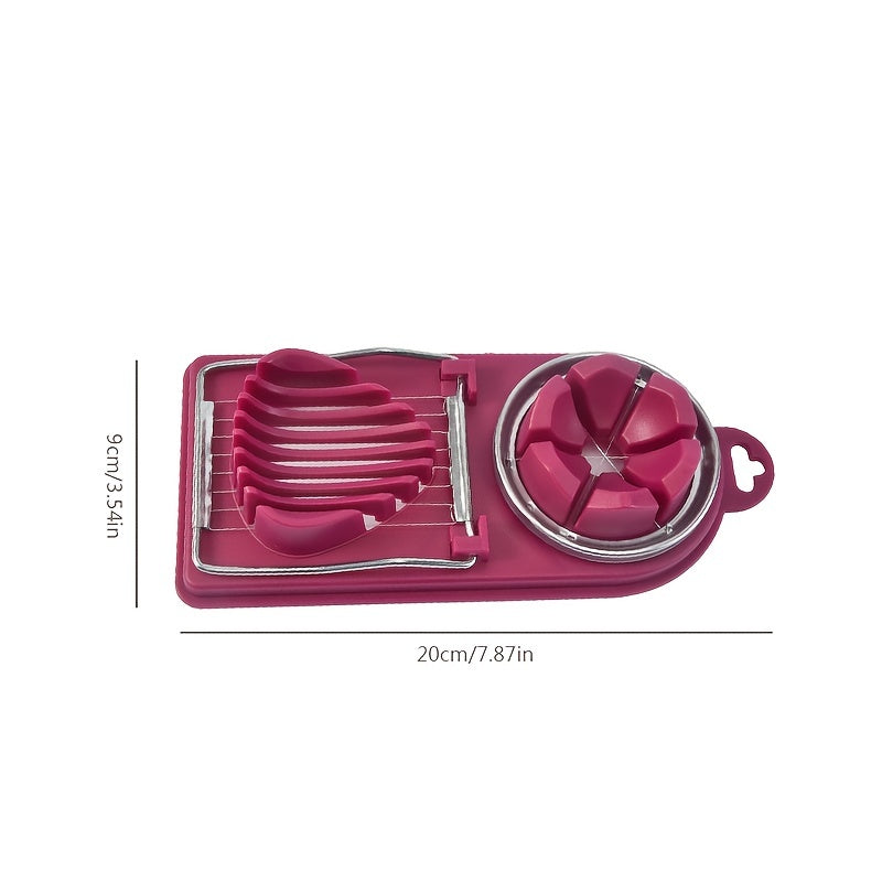 1pc Egg Slicer & Wedger, Multifunctional Egg Cutter, Kitchen Restaurant Cutter, Multipurpose Stainless Steel Wire Cutter, Multifunctional Divider, Egg Fruit And Vegetable Slicer Tool