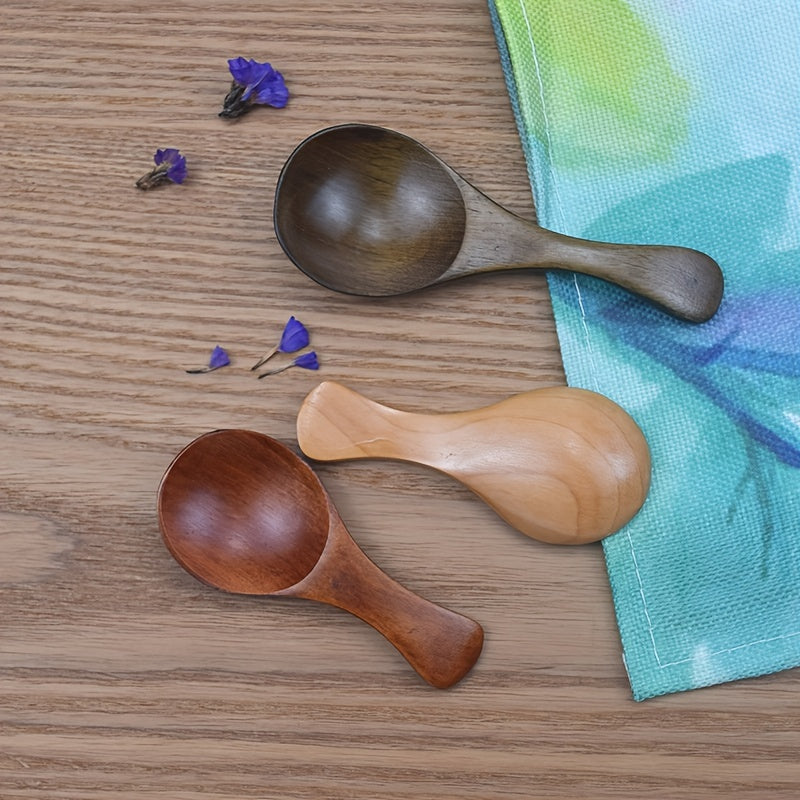1pc Mini Wooden Spoon With Short Handle, Milk Powder, Spices, Condiments, Sugar, Honey, Tea Coffee Spoon, Kitchen Accessories