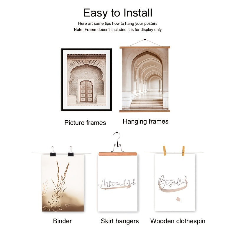 6 Piece Set of Mosque Ancient Door Islamic Art Canvas Paintings