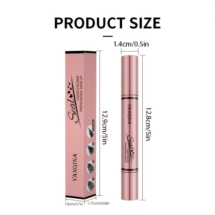 2-in-1 Eyeliner Stamp Pencil: Waterproof, Double-Ended, Black Liquid, Quick Dry, Triangle Seal, Eye Liner Makeup
