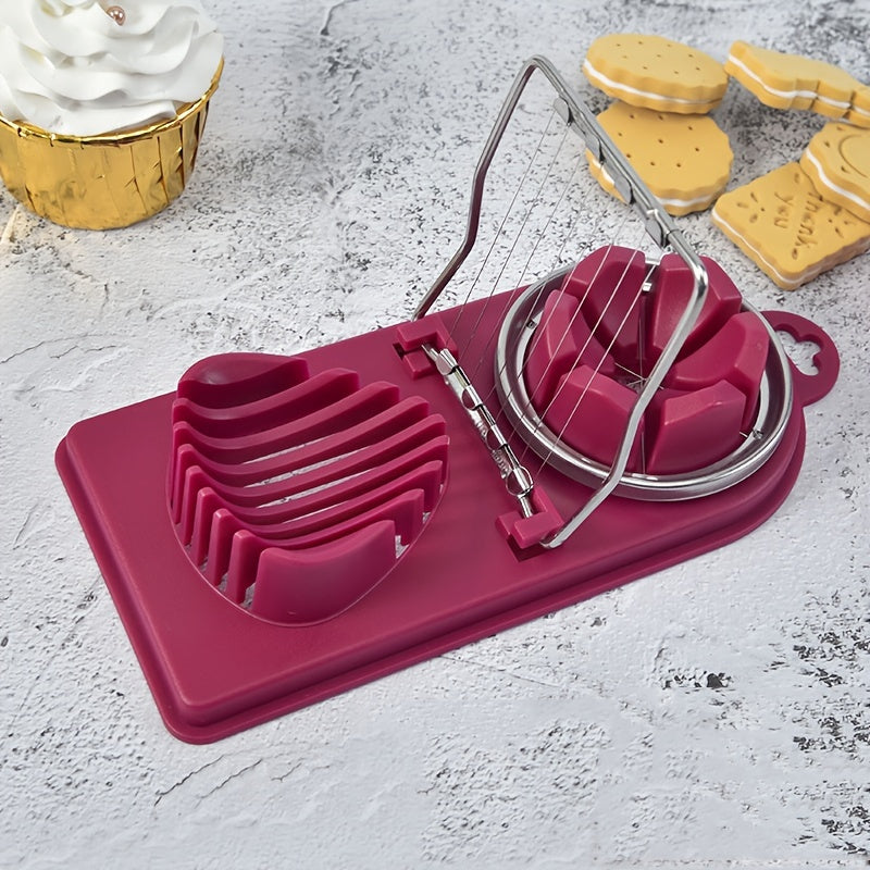 1pc Egg Slicer & Wedger, Multifunctional Egg Cutter, Kitchen Restaurant Cutter, Multipurpose Stainless Steel Wire Cutter, Multifunctional Divider, Egg Fruit And Vegetable Slicer Tool