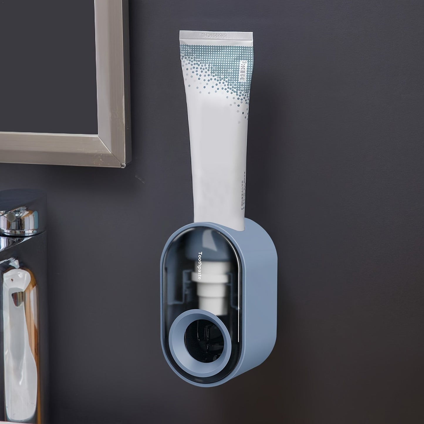 1pc Hands-Free Toothpaste Dispenser, Wall Mounted Automatic Toothpaste Squeezer, For Family Bathroom, Washroom Accessory Kit, White, Blue, Pink