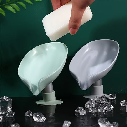 1pc Leaf Shape Soap Holder, Soap Dishes, Punch-free Soap Box, Bathroom & Kitchen Accs