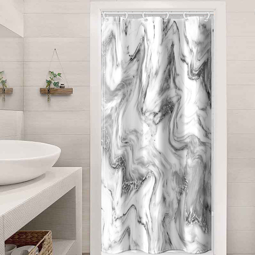 1pc Gray Golden Marble Shower Curtain Set, Bathroom Decor, Abstract Modern Shower Curtain, Luxury Standard Shower Curtain For Bathtub, Waterproof Washable Fabric Shower Curtain, With 12 Plastic Hooks