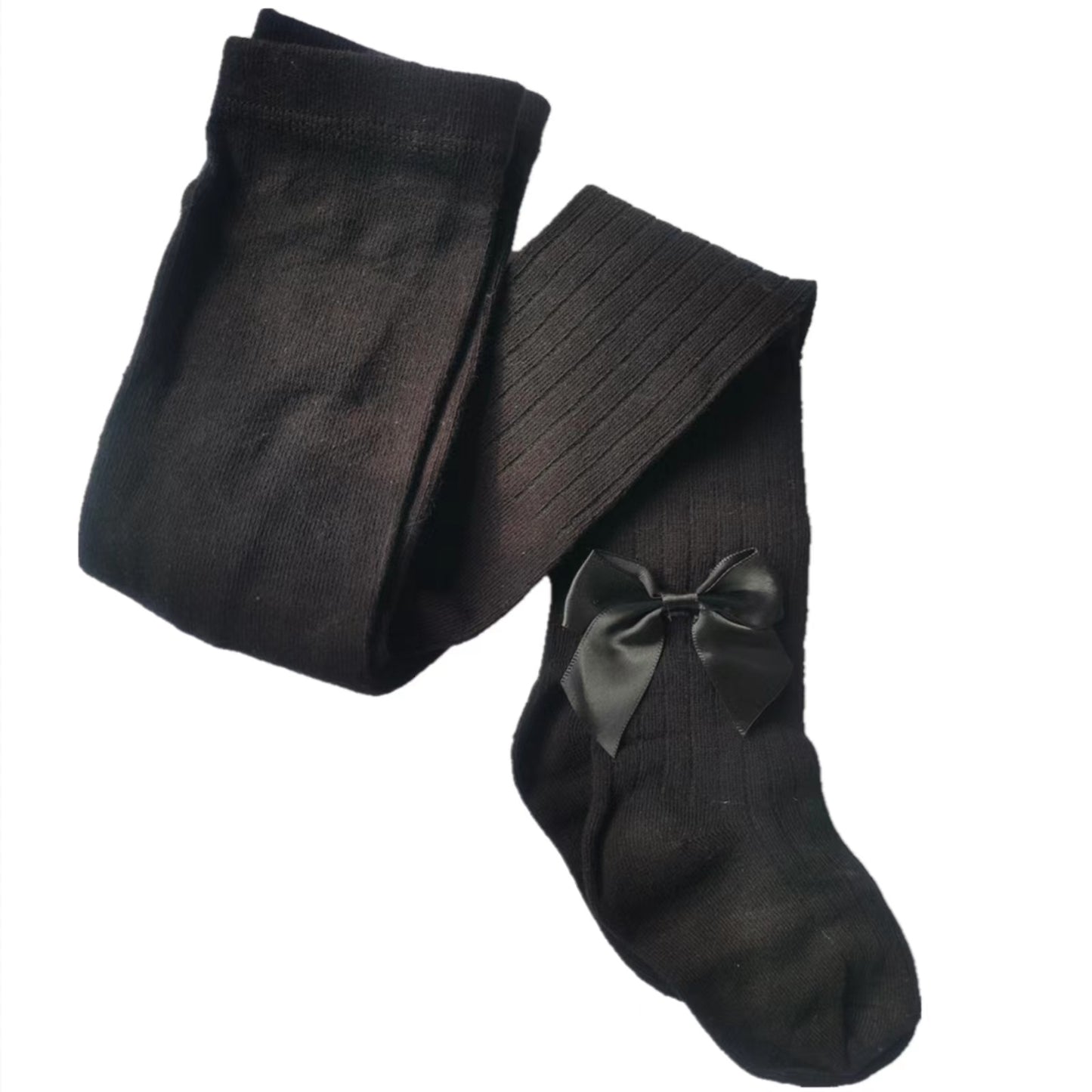 Girls' Cable Knit Seamless Tights with Bow