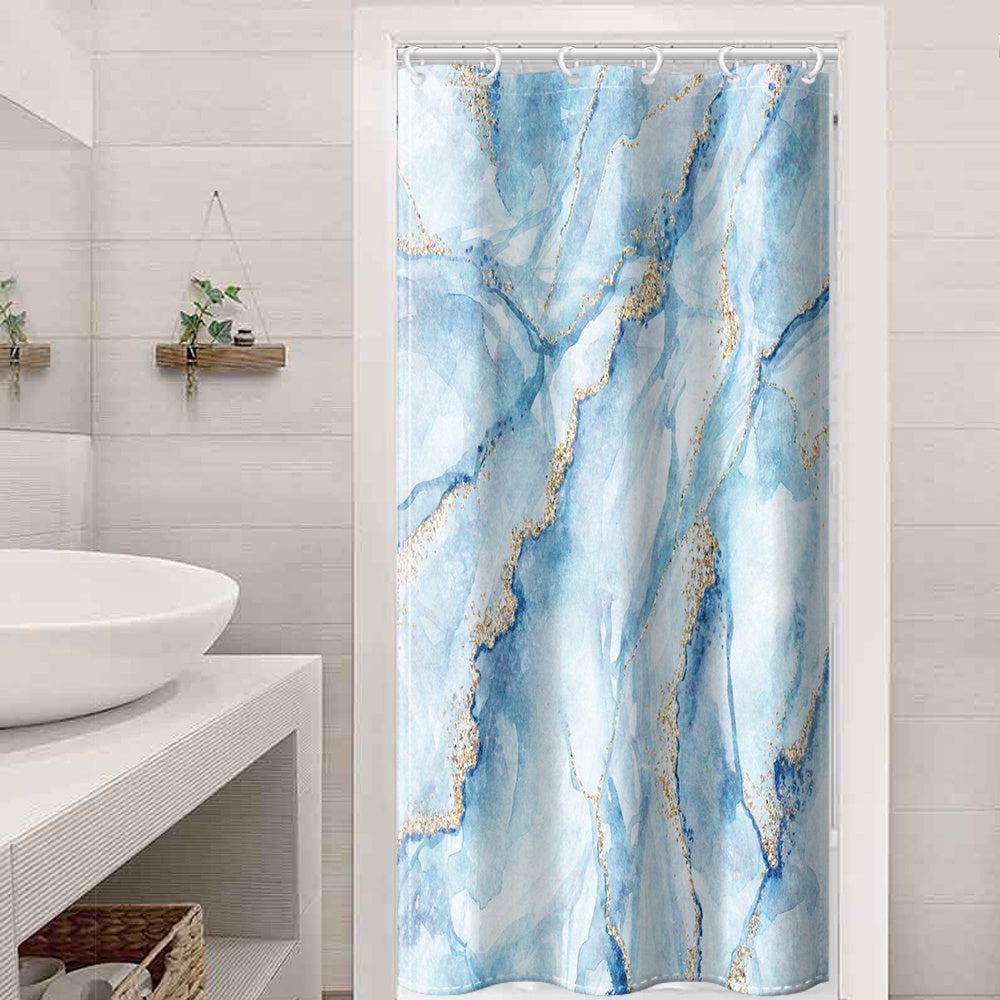 1pc Gray Golden Marble Shower Curtain Set, Bathroom Decor, Abstract Modern Shower Curtain, Luxury Standard Shower Curtain For Bathtub, Waterproof Washable Fabric Shower Curtain, With 12 Plastic Hooks