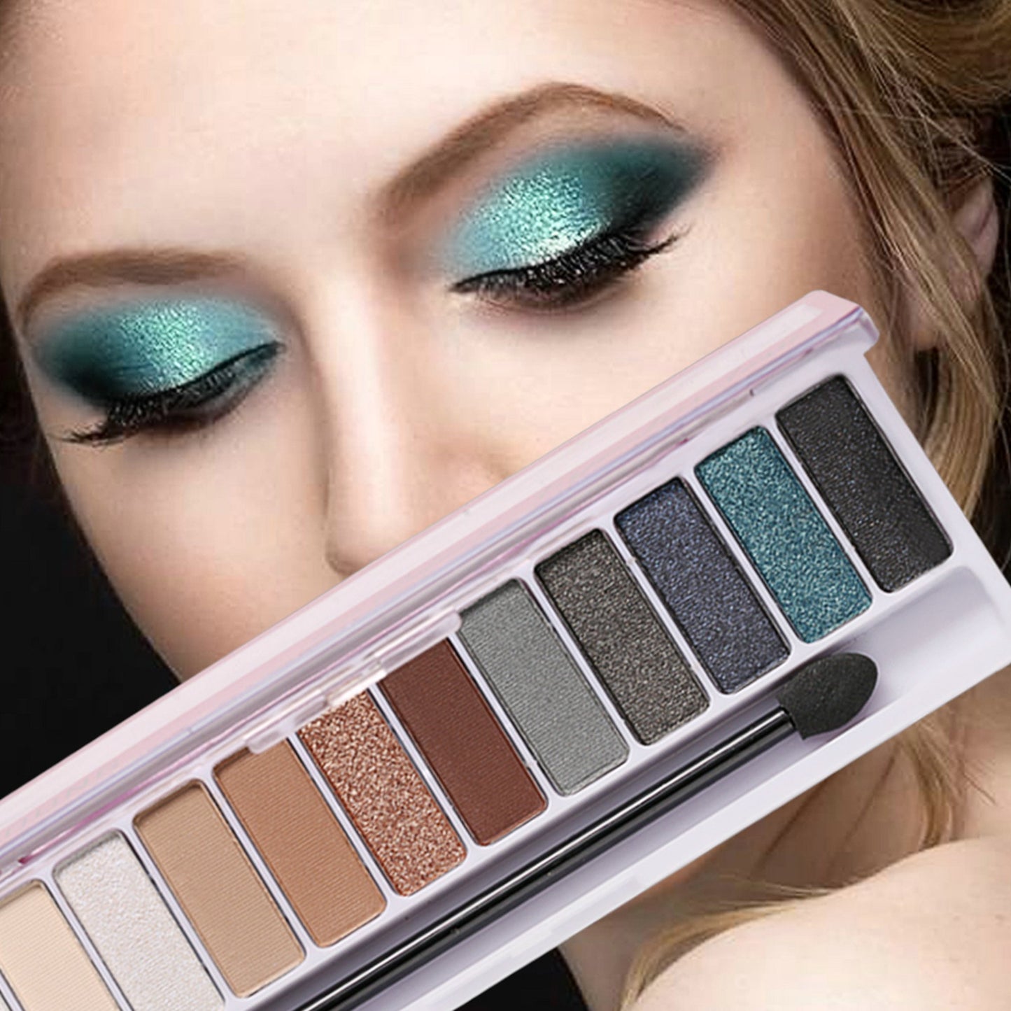 12-Color Eye Shadow Palette: Matte and Glittering Waterproof Formulas with Brush Included