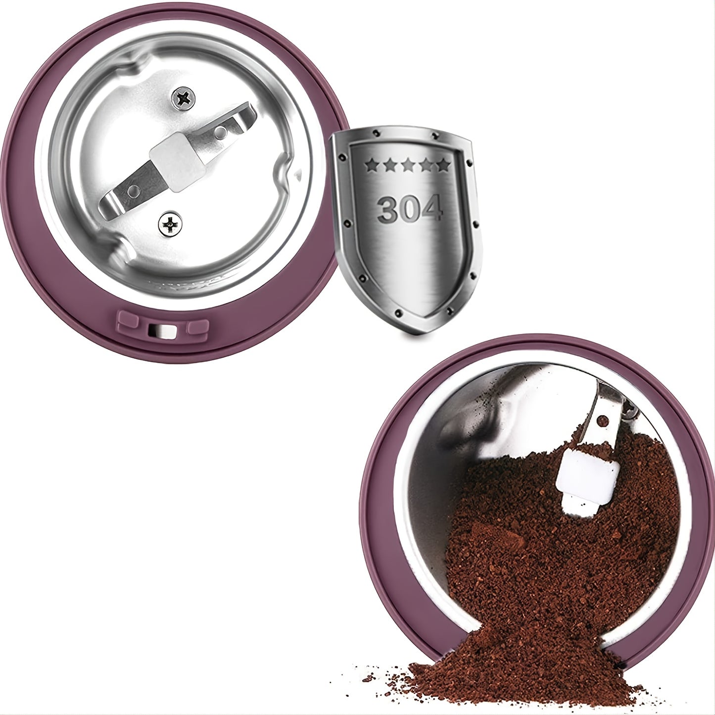 1pc Electric Coffee Grinder, Grain Grinder, Portable Coffee Bean Grinder With Replacement Stainless Steel Blade And Brush For Dried Herbs Spice Peanut Grain