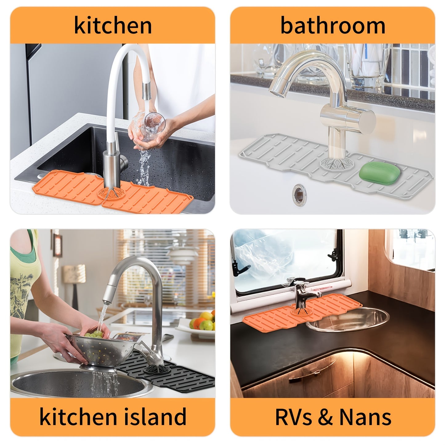 1pc Faucet Water Catcher Mat, Faucet Mat For Kitchen Sink