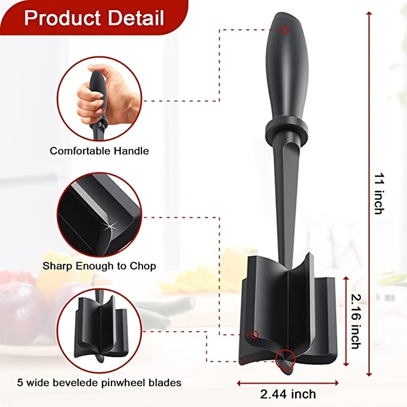 1pc Meat Chopper, Hamburger Chopper, Minced Meat Chopper, Kitchen Mince Masher For Meat, Ground Beef, Turkey, Hamburger Chopper Utensil, Multifunctional Smash Hand Tool