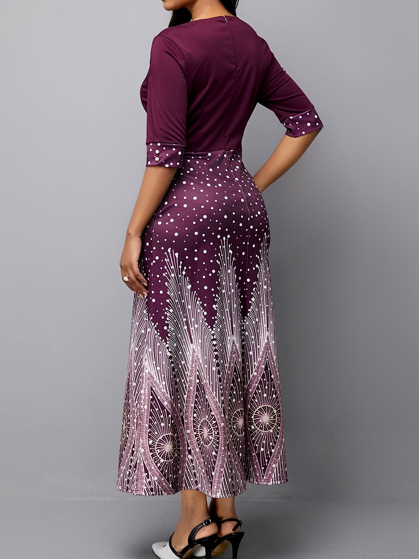 Half Sleeve Crew Neck Dress for Party and Banquet