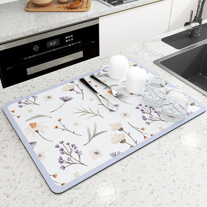1pc Kitchen Drying Mat, Kitchen Counter Mat, Dish Drying Mat, Foldable Kitchen Drying Mat, Non-Slip Heat Insulation Mat