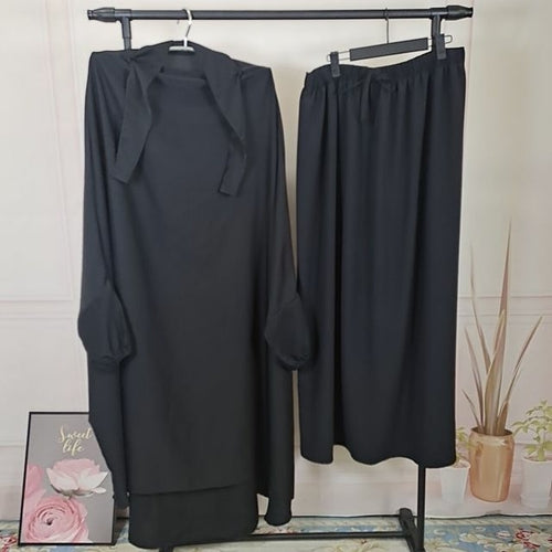 Jilbab 2 Piece Set for Muslim Women with Hijab and Abaya