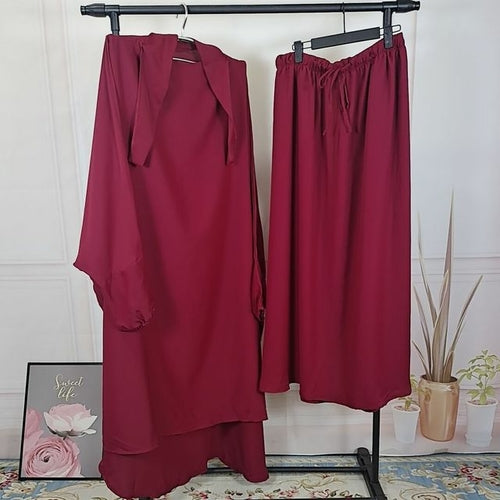 Jilbab 2 Piece Set for Muslim Women with Hijab and Abaya