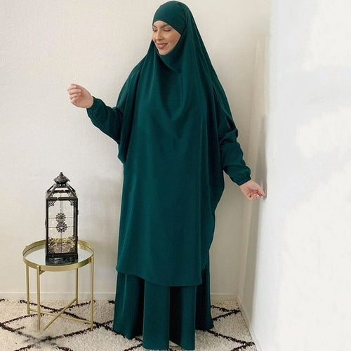 Jilbab 2 Piece Set for Muslim Women with Hijab and Abaya