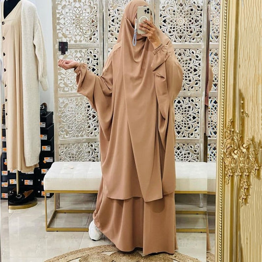Jilbab 2 Piece Set for Muslim Women with Hijab and Abaya